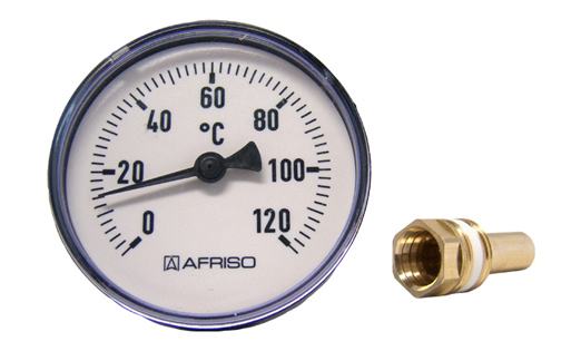 Typ 32, Gasdruck-Thermometer NG100, komplett Edelstahl, Anschluss hinten,  fester Fühler